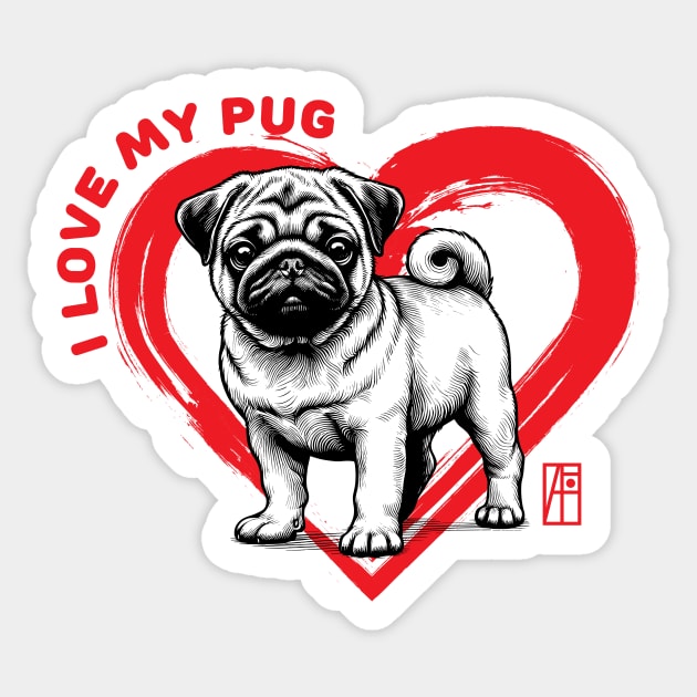 I Love My Pug - I Love my dog - Darling dog Sticker by ArtProjectShop